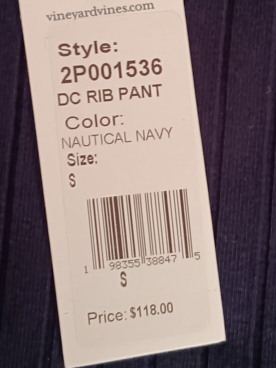 New Vineyard Vines Ribbed Pant, size S - Picture 3 of 9